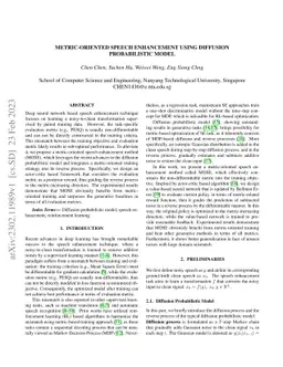 Metric-oriented Speech Enhancement using Diffusion Probabilistic Model