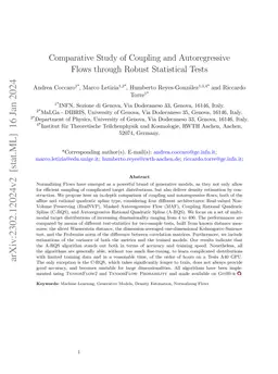 Comparison of Affine and Rational Quadratic Spline Coupling and Autoregressive Flows through Robust Statistical Tests