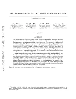 A Comparison of Modeling Preprocessing Techniques