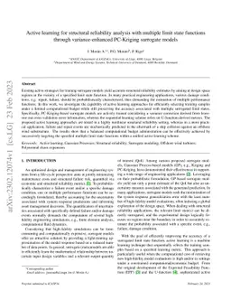 Active learning for structural reliability analysis with multiple limit
  state functions through variance-enhanced PC-Kriging surrogate models