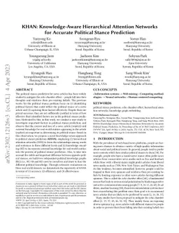 KHAN: Knowledge-Aware Hierarchical Attention Networks for Accurate
  Political Stance Prediction