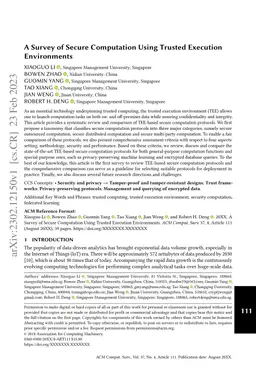 A Survey of Secure Computation Using Trusted Execution Environments