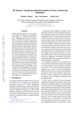 HL Dataset: Visually-grounded Description of Scenes, Actions and
  Rationales