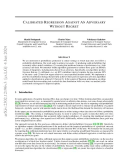 Calibrated Regression Against An Adversary Without Regret