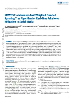MCWDST: a Minimum-Cost Weighted Directed Spanning Tree Algorithm for
  Real-Time Fake News Mitigation in Social Media