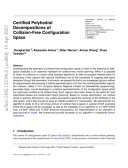 Certified Polyhedral Decompositions of Collision-Free Configuration
  Space