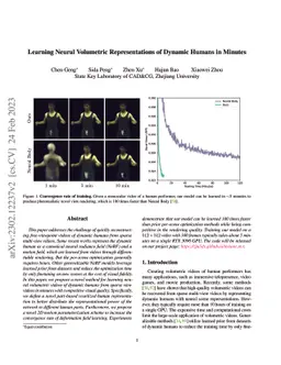 Learning Neural Volumetric Representations of Dynamic Humans in Minutes