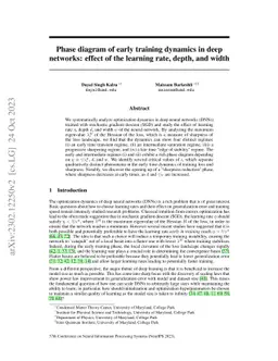 Phase diagram of early training dynamics in deep neural networks: effect
  of the learning rate, depth, and width