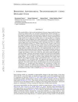 Boosting Adversarial Transferability using Dynamic Cues