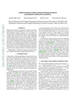 Coded Matrix Computations for D2D-enabled Linearized Federated Learning