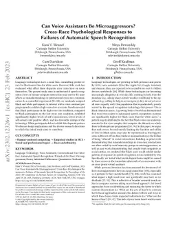 Can Voice Assistants Be Microaggressors? Cross-Race Psychological
  Responses to Failures of Automatic Speech Recognition