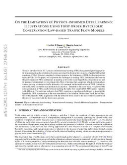 On the Limitations of Physics-informed Deep Learning: Illustrations
  Using First Order Hyperbolic Conservation Law-based Traffic Flow Models