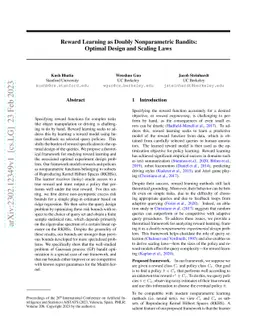 Reward Learning as Doubly Nonparametric Bandits: Optimal Design and
  Scaling Laws