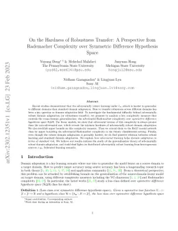 On the Hardness of Robustness Transfer: A Perspective from Rademacher
  Complexity over Symmetric Difference Hypothesis Space