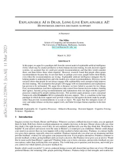 Explainable AI is Dead, Long Live Explainable AI! Hypothesis-driven
  decision support