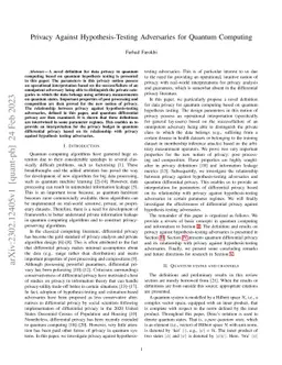 Privacy Against Hypothesis-Testing Adversaries for Quantum Computing