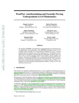 ProofNet: Autoformalizing and Formally Proving Undergraduate-Level
  Mathematics
