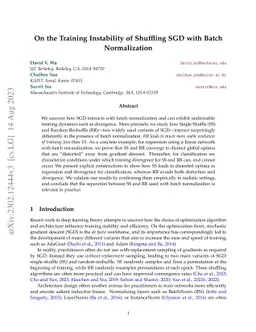 On the Training Instability of Shuffling SGD with Batch Normalization