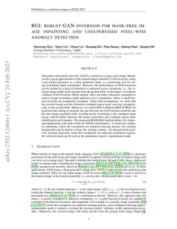 RGI: robust GAN-inversion for mask-free image inpainting and
  unsupervised pixel-wise anomaly detection