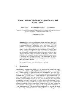 Global Pandemics Influence on Cyber Security and Cyber Crimes