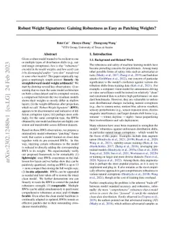 Robust Weight Signatures: Gaining Robustness as Easy as Patching
  Weights?