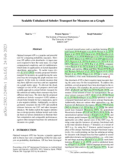 Scalable Unbalanced Sobolev Transport for Measures on a Graph
