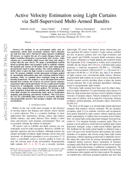 Active Velocity Estimation using Light Curtains via Self-Supervised
  Multi-Armed Bandits