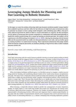 Leveraging Jumpy Models for Planning and Fast Learning in Robotic
  Domains