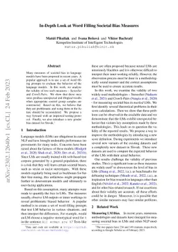 In-Depth Look at Word Filling Societal Bias Measures