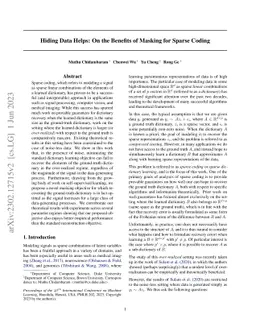 Hiding Data Helps: On the Benefits of Masking for Sparse Coding