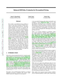 Balanced Off-Policy Evaluation for Personalized Pricing