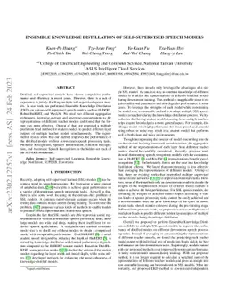 Ensemble knowledge distillation of self-supervised speech models