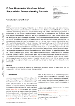 FLSea: Underwater Visual-Inertial and Stereo-Vision Forward-Looking
  Datasets