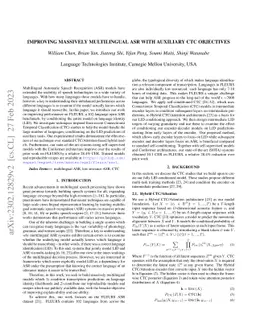 Improving Massively Multilingual ASR With Auxiliary CTC Objectives