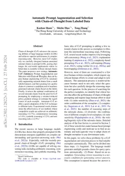 Automatic Prompt Augmentation and Selection with Chain-of-Thought from
  Labeled Data