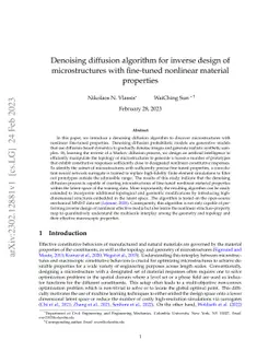 Denoising diffusion algorithm for inverse design of microstructures with
  fine-tuned nonlinear material properties