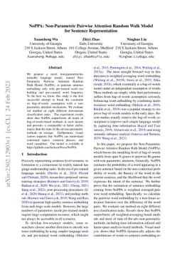 NoPPA: Non-Parametric Pairwise Attention Random Walk Model for Sentence
  Representation