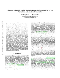 Imputing Knowledge Tracing Data with Subject-Based Training via LSTM
  Variational Autoencoders Frameworks