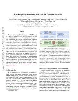 Raw Image Reconstruction with Learned Compact Metadata