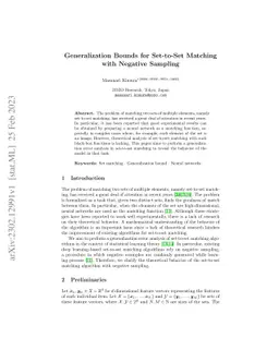 Generalization Bounds for Set-to-Set Matching with Negative Sampling