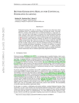 Better Generative Replay for Continual Federated Learning