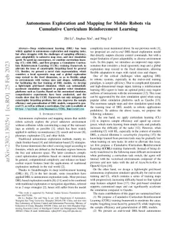 Autonomous Exploration and Mapping for Mobile Robots via Cumulative
  Curriculum Reinforcement Learning