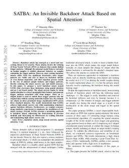 SATBA: An Invisible Backdoor Attack Based On Spatial Attention