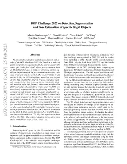 BOP Challenge 2022 on Detection, Segmentation and Pose Estimation of
  Specific Rigid Objects