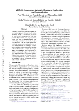 HADES: Homologous Automated Document Exploration and Summarization