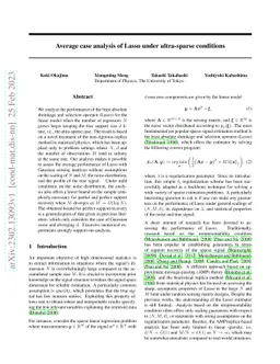 Average case analysis of Lasso under ultra-sparse conditions