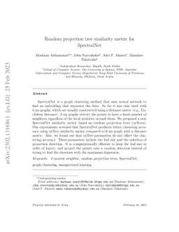 Random projection tree similarity metric for SpectralNet
