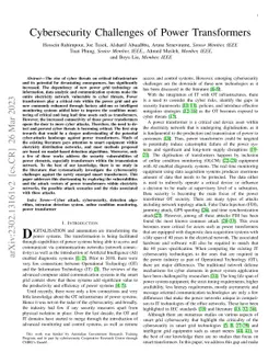 Cybersecurity Challenges of Power Transformers