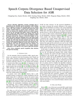 Speech Corpora Divergence Based Unsupervised Data Selection for ASR