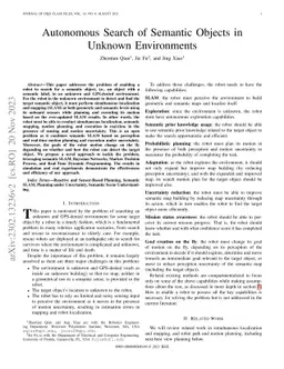 Autonomous Search of Semantic Objects in Unknown Environments